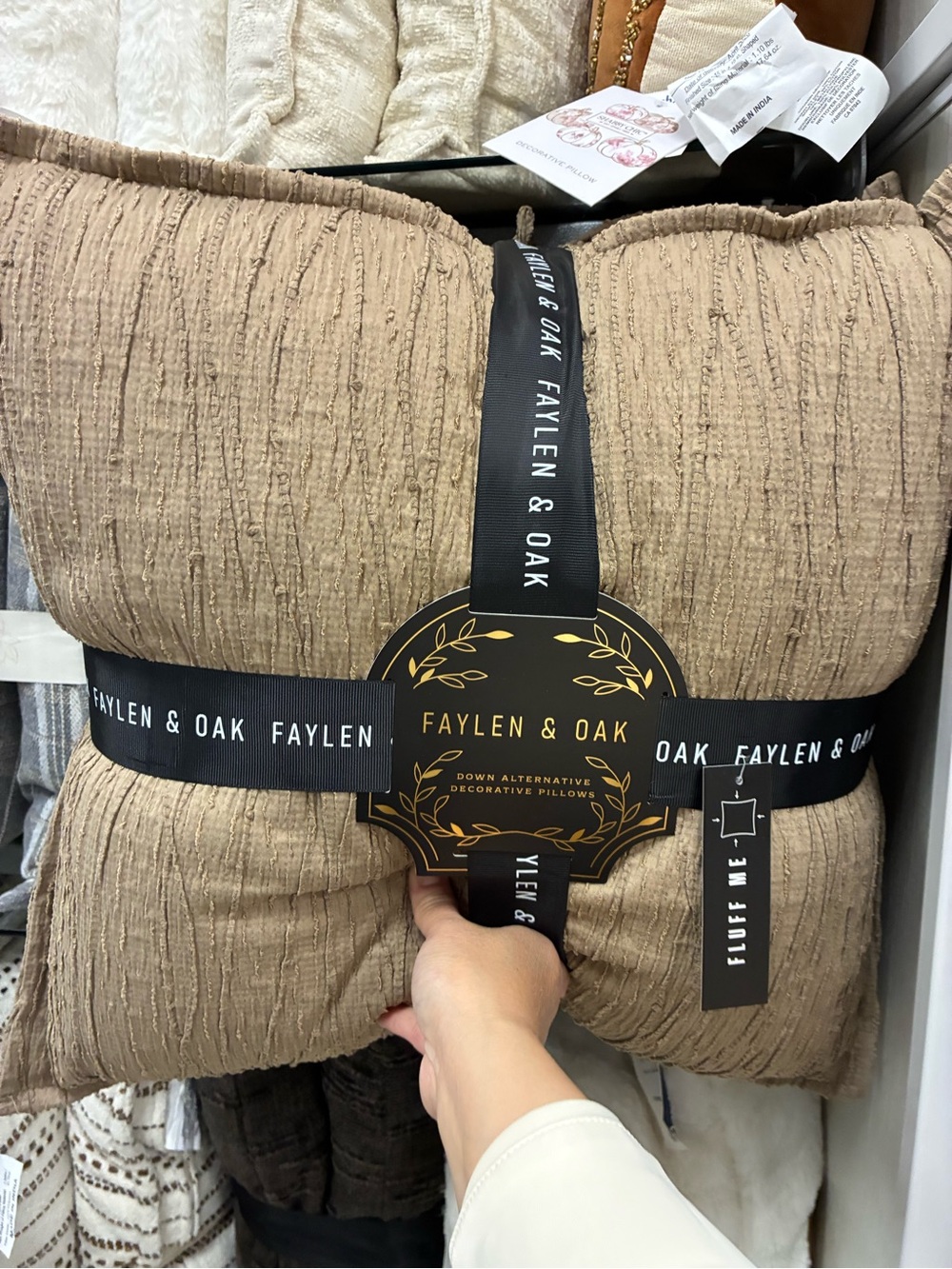 Taupe Textured Decorative Pillow - Neutral Taupe